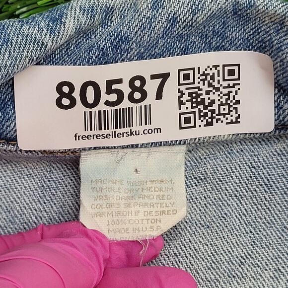 Vintage 80s LEE Denim Cropped Jacket Womens S/M 19x18 Faded - Picture 13 of 13